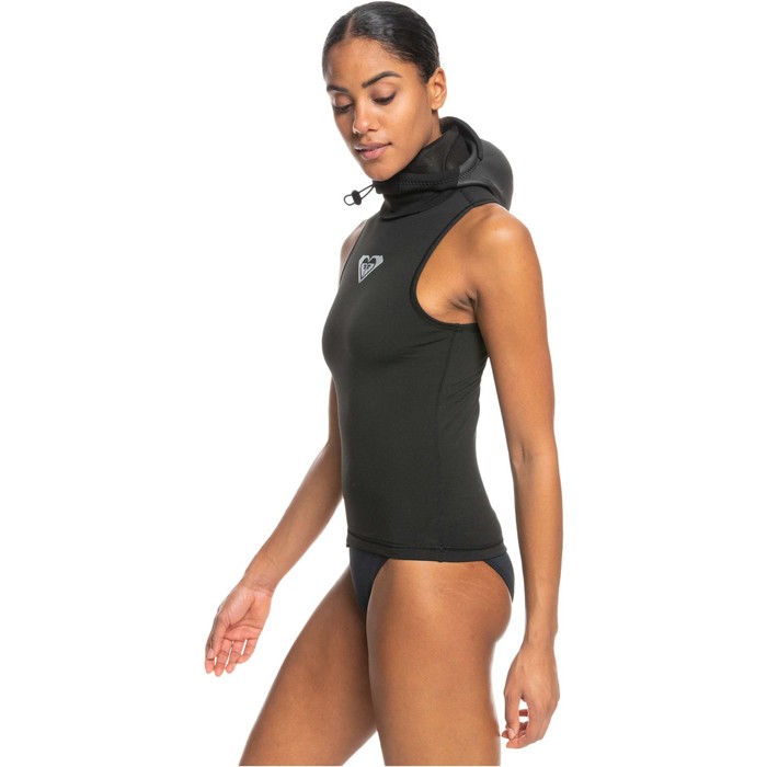 2024 Roxy Womens Swell Series 2mm Hooded Wetsuit Vest ERJW003002 - True Black